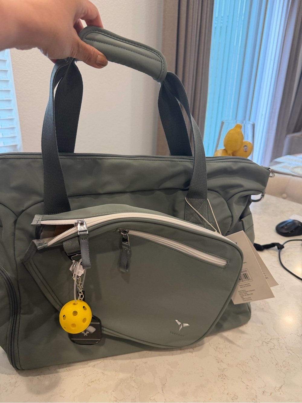 Tesport Brand Olive Green Pickleball/Travel Duffel Bag - Durable Carry Handle